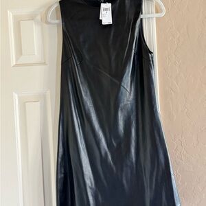 House of Harlow Faux Leather Black Dress